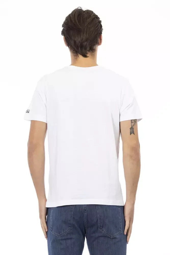 Trussardi Action White Cotton Men’s V-Neck T-Shirt - T-Shirts
