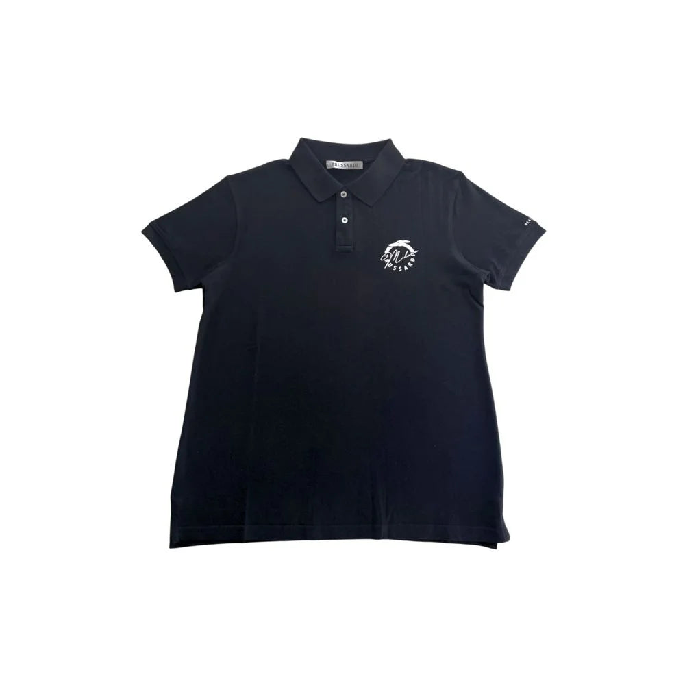 Trussardi Beachwear Black Cotton Men Polo Shirt - Polos