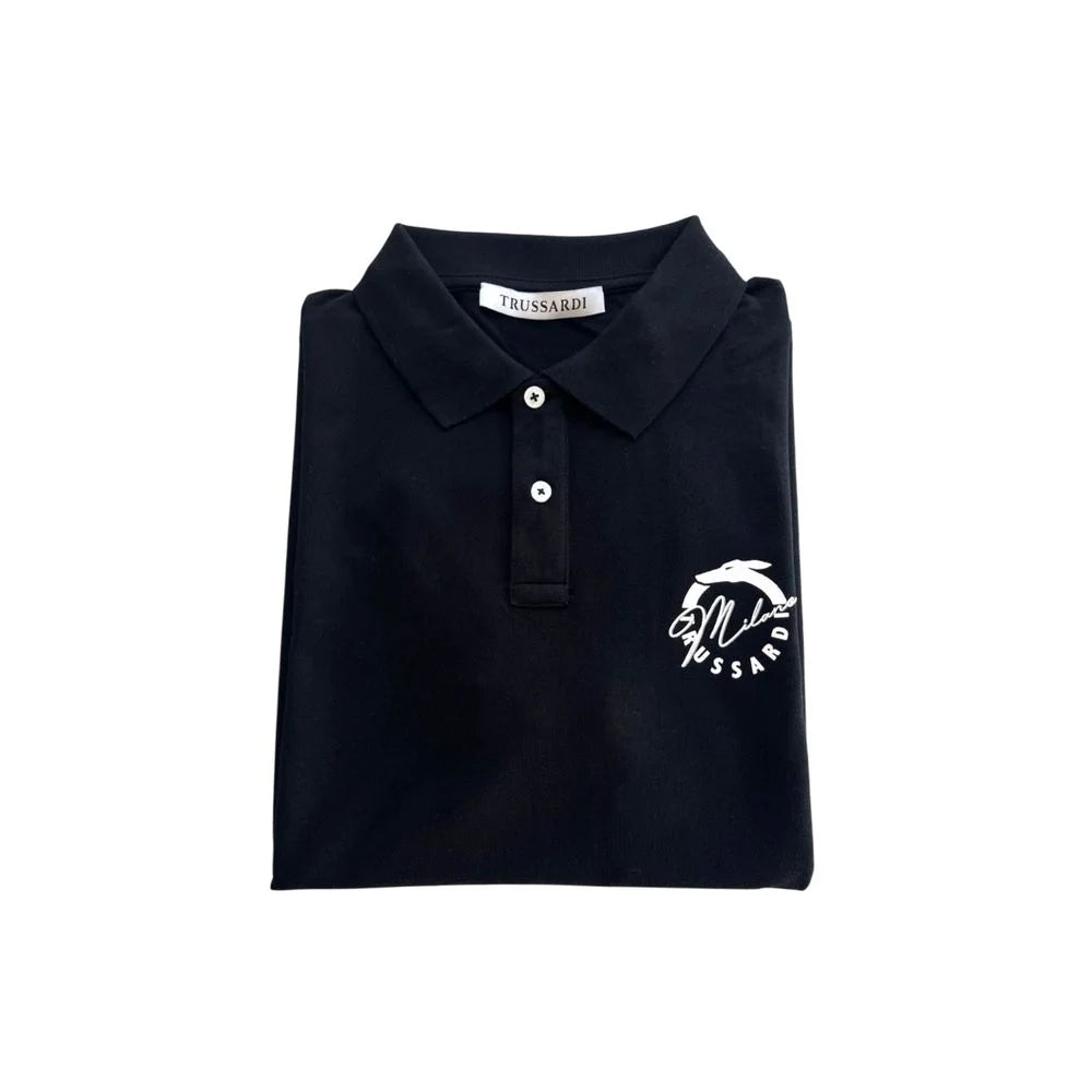 Trussardi Beachwear Black Cotton Men Polo Shirt - Polos