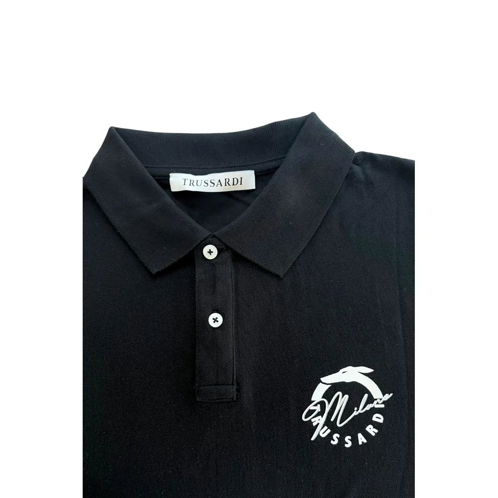 Trussardi Beachwear Black Cotton Men Polo Shirt - Polos