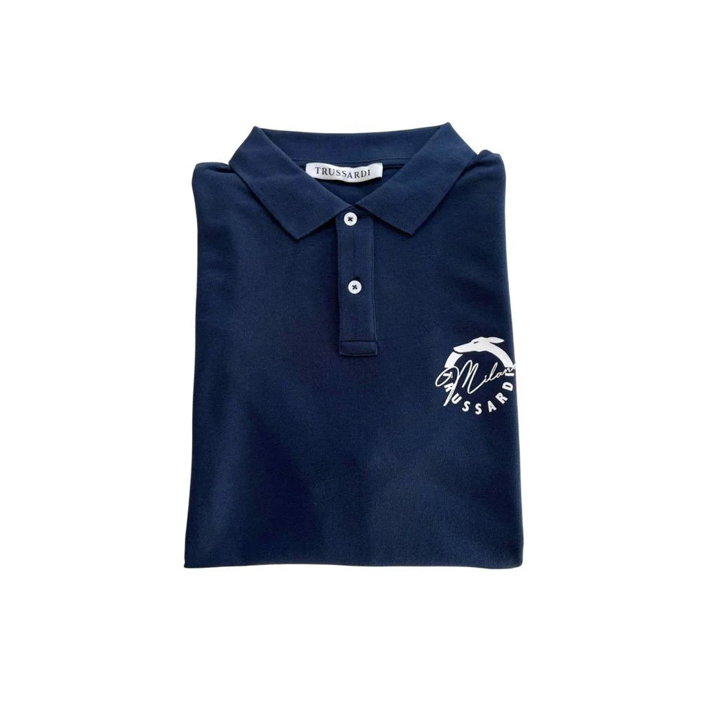 Trussardi Beachwear Blue Cotton Men Polo Shirt - Polos