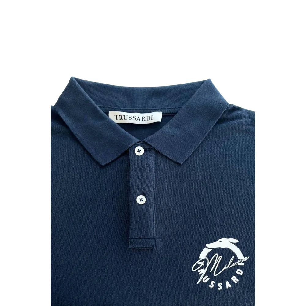Trussardi Beachwear Blue Cotton Men Polo Shirt - Polos