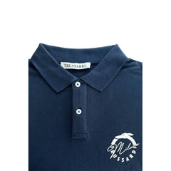 Trussardi Beachwear Blue Cotton Men Polo Shirt - Polos