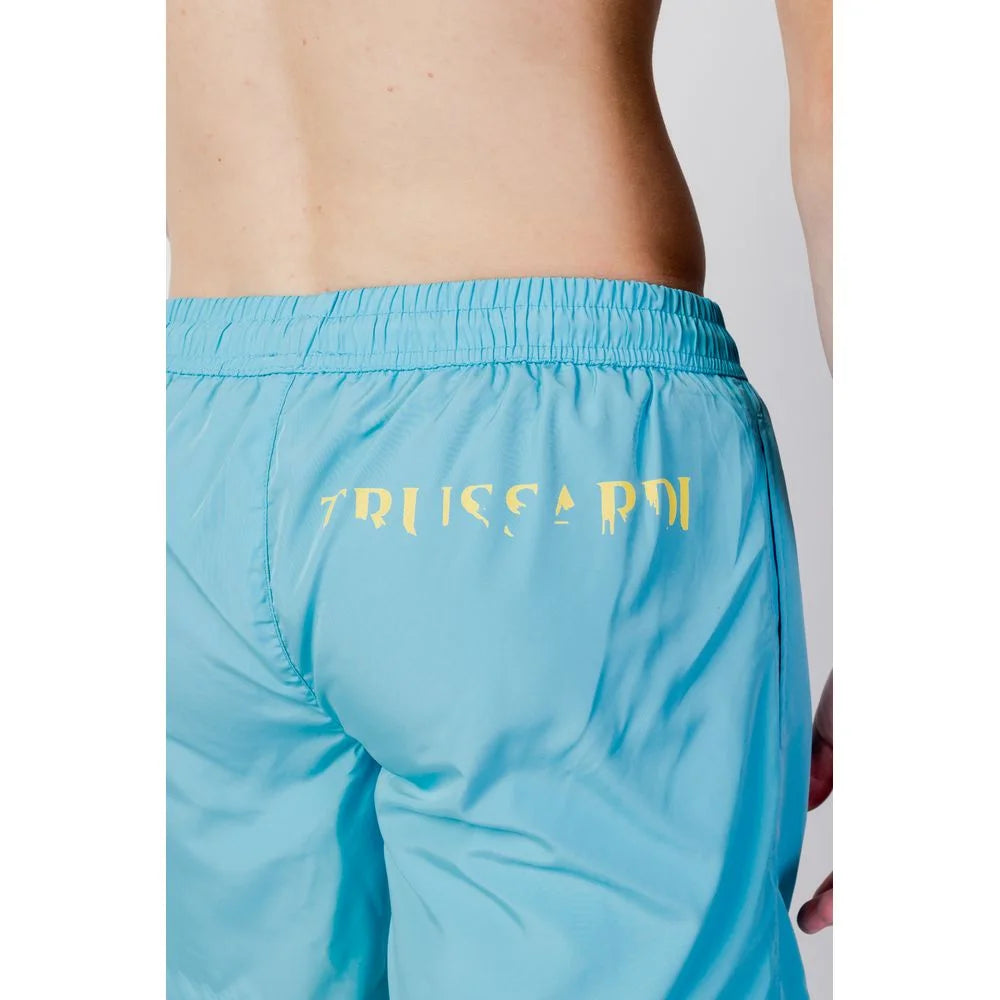 Trussardi Beachwear Blue Polyester Swim Shorts