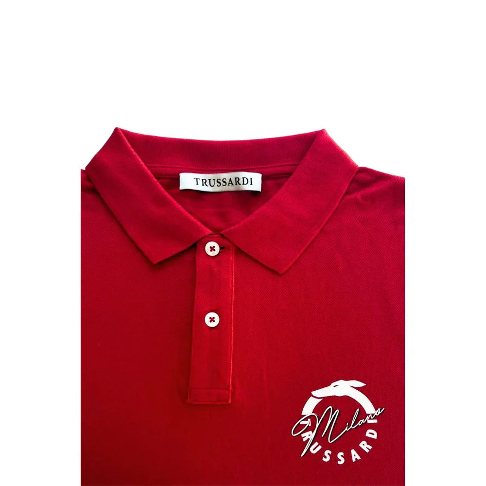Trussardi Beachwear Red Cotton Men Polo Shirt - Polos