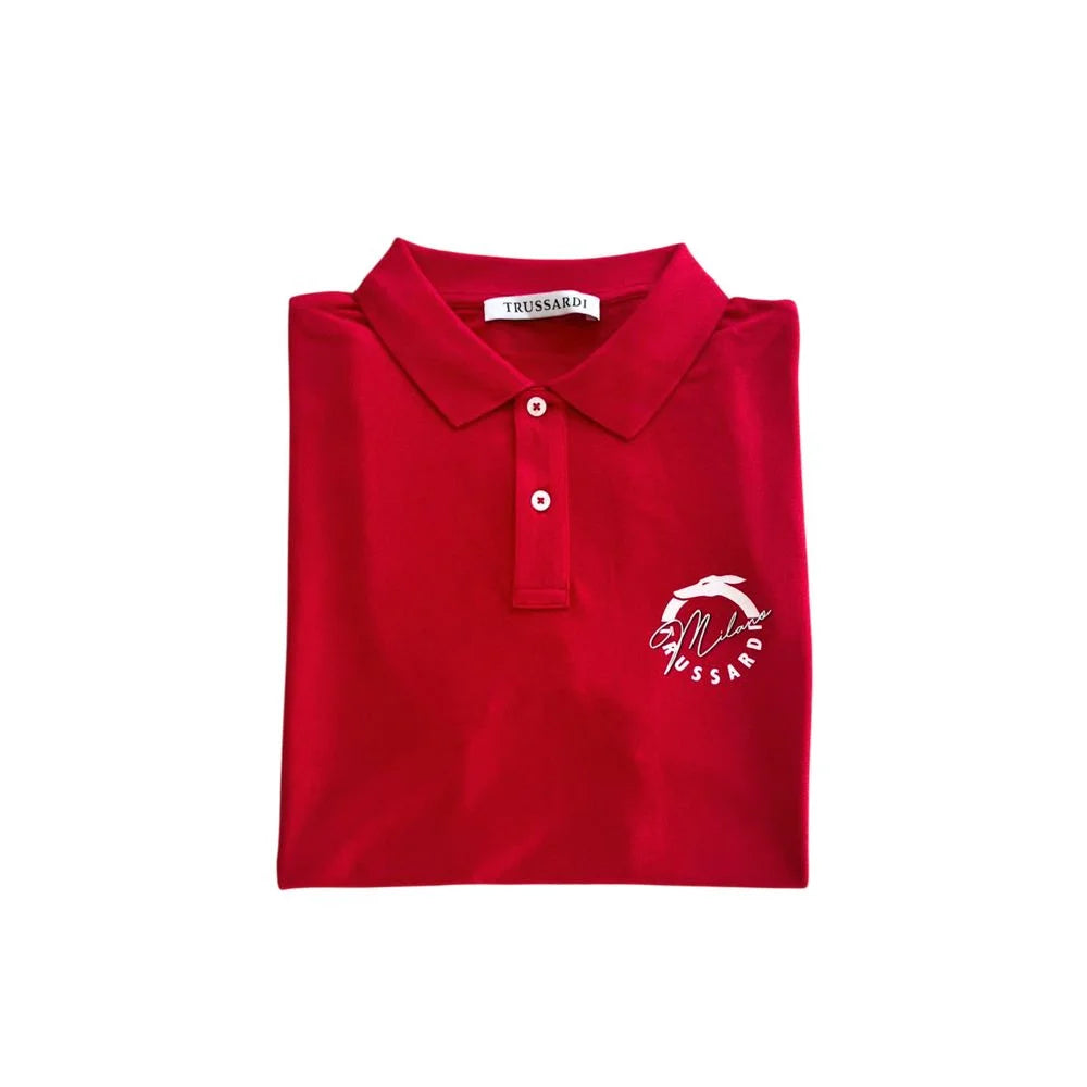 Trussardi Beachwear Red Cotton Men Polo Shirt - Polos