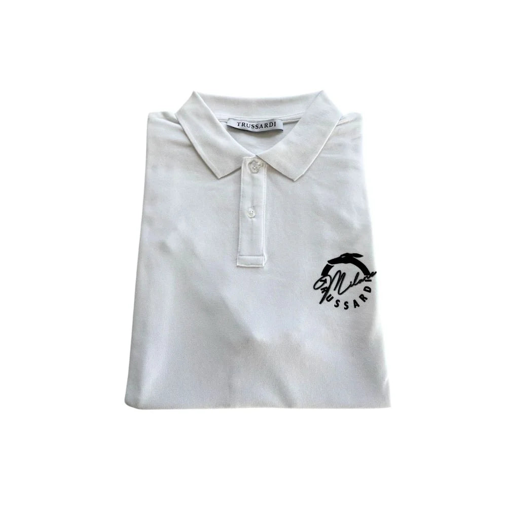 Trussardi Beachwear White Cotton Men Polo Shirt - Polos