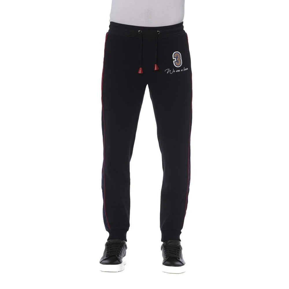 Trussardi Black Cotton Men Sports Pant - Joggers