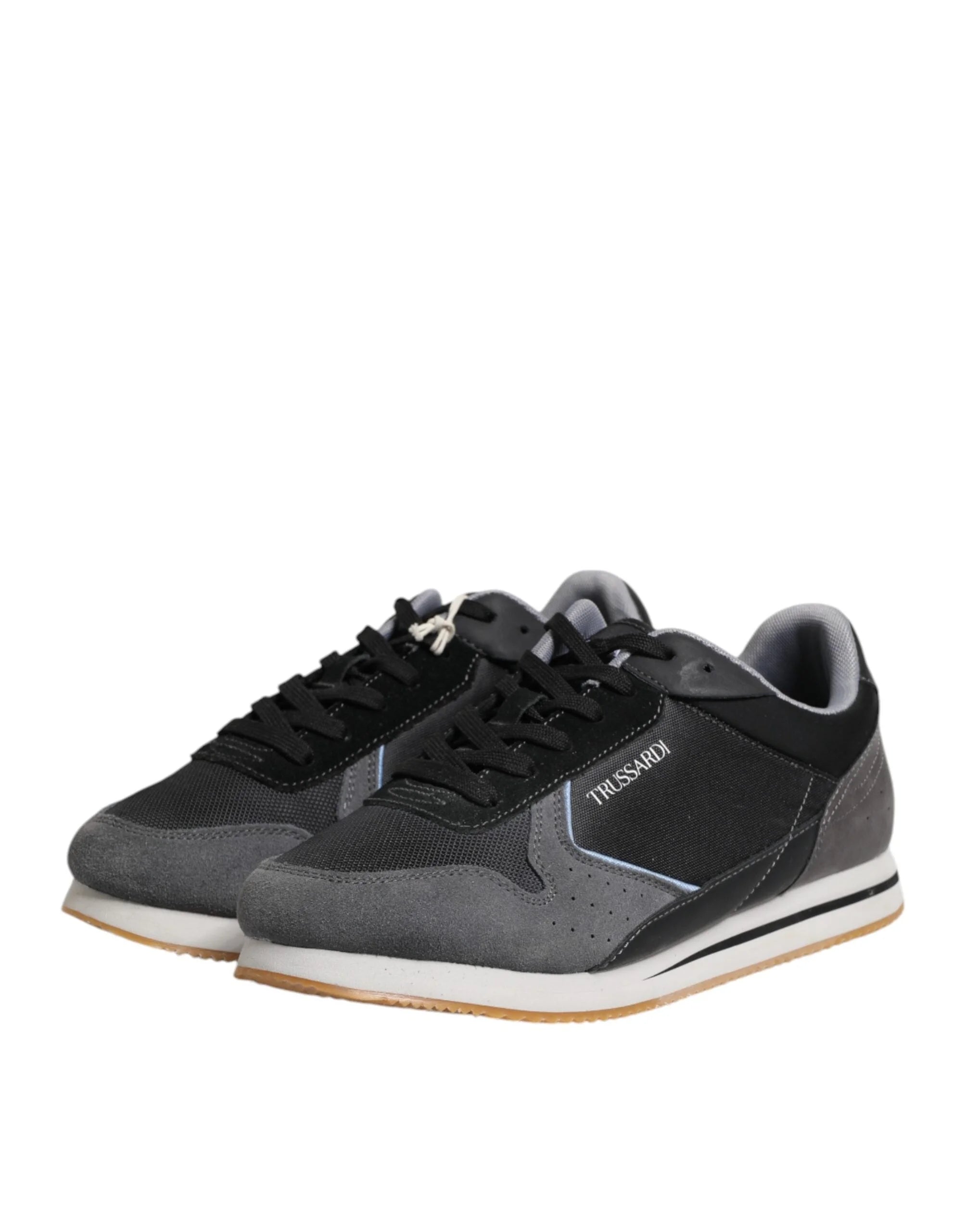 Trussardi Black Gray Lace Up Low Top Casual Sneakers Shoes - EU45/US12 - Sneakers
