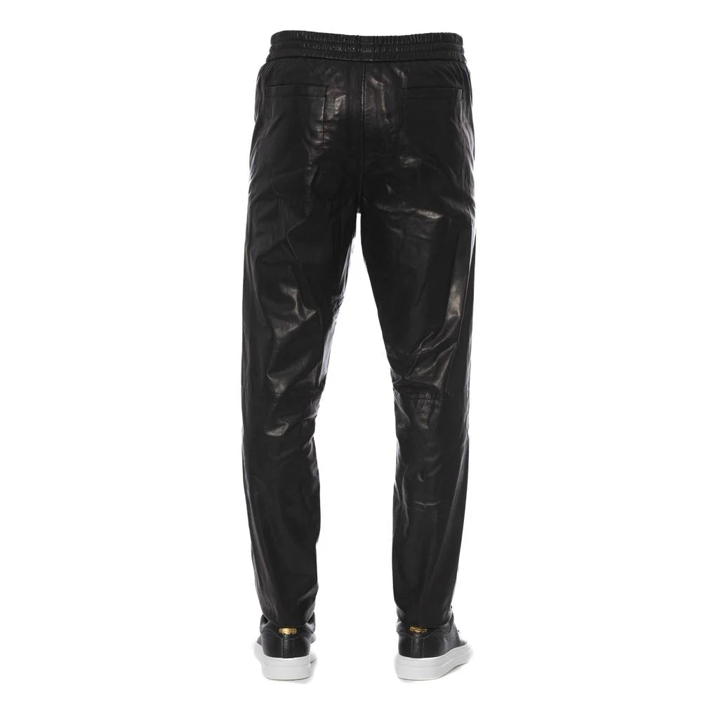 Trussardi Black Lamb Leather Men Pant - Trousers