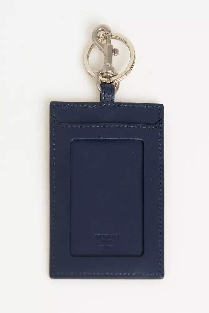 Trussardi Blue Leather Men’s Badge Holder - Keychains