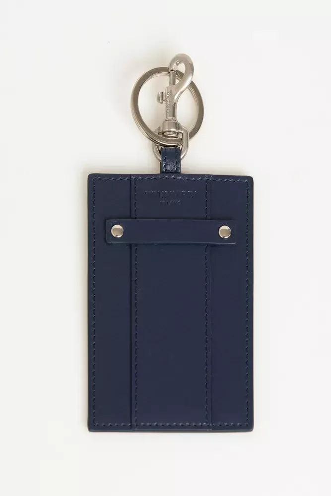 Trussardi Blue Leather Men’s Badge Holder - Keychains