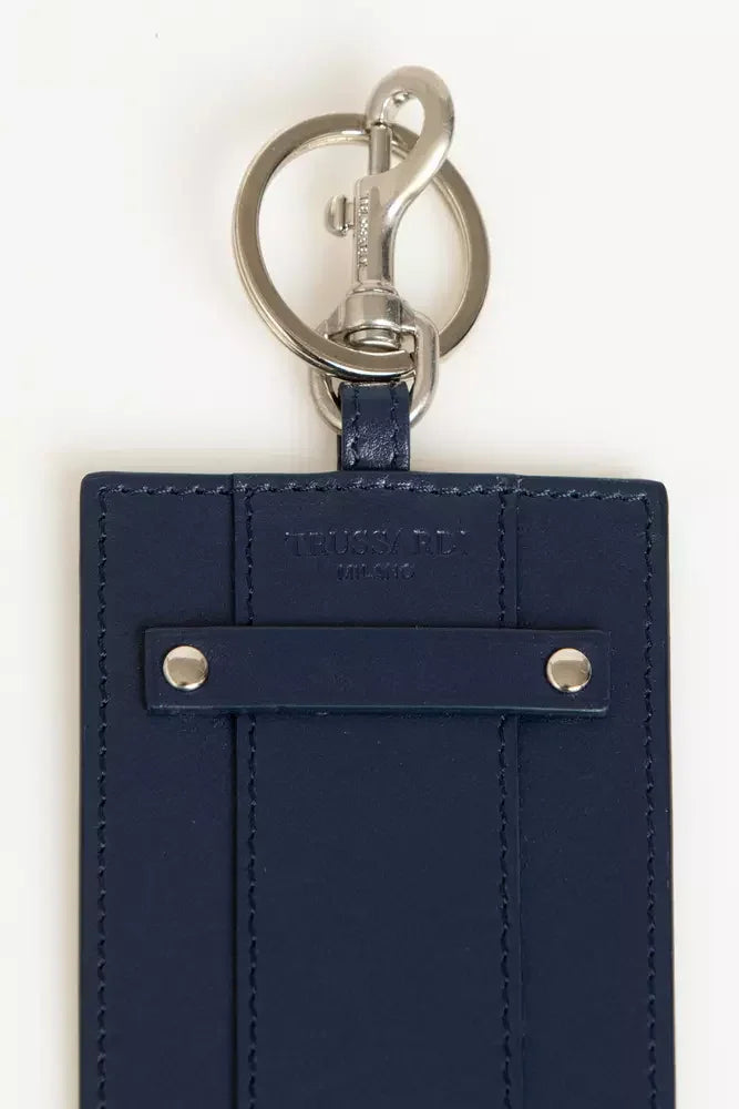 Trussardi Blue Leather Men’s Badge Holder - Keychains