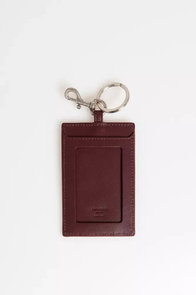 Trussardi Brown Leather Men Badge Holder - Keychains