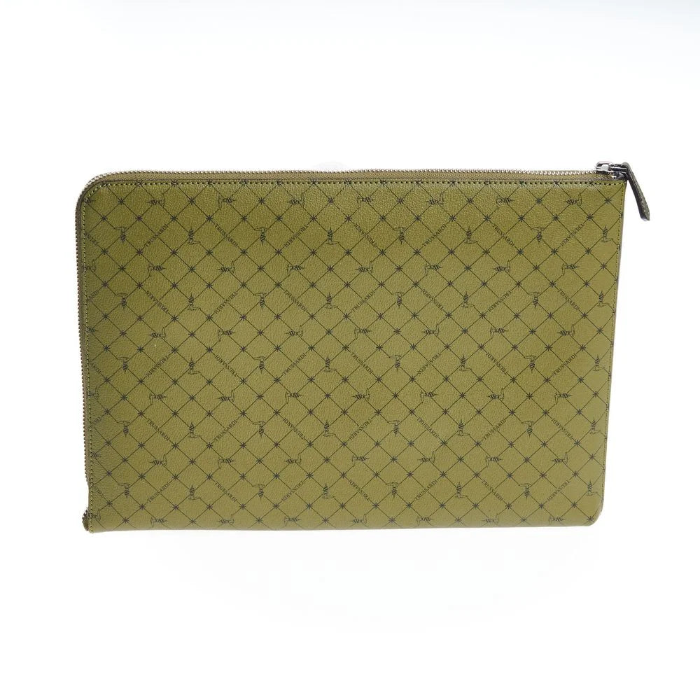 Trussardi Green Leather Men Clutch - Clutch Bags