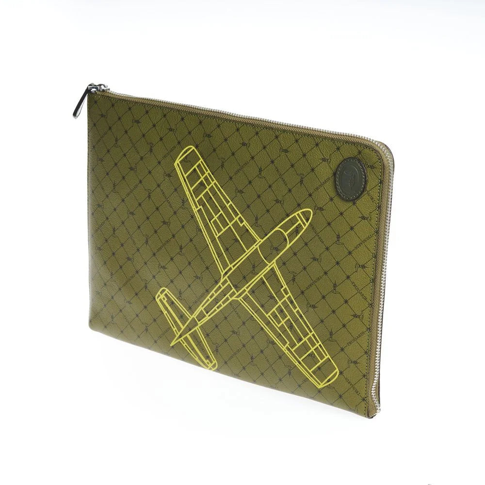 Trussardi Green Leather Men Clutch - Clutch Bags