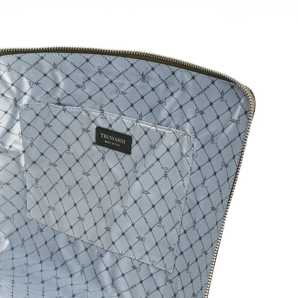 Trussardi Green Leather Men Clutch - Clutch Bags