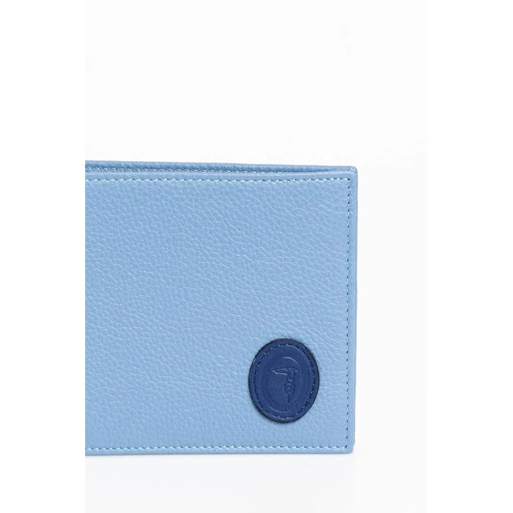 Trussardi Light Blue Leather Men Wallet - Wallets