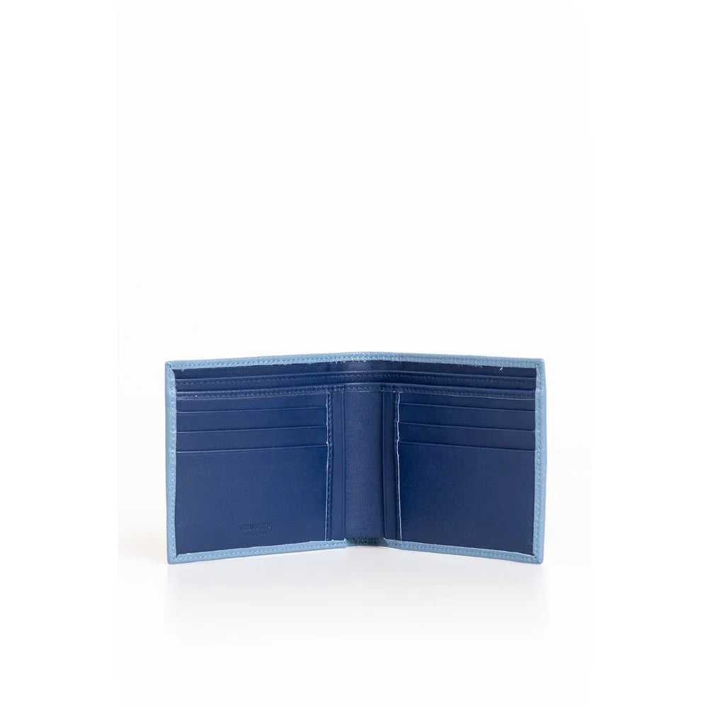 Trussardi Light Blue Leather Men Wallet - Wallets