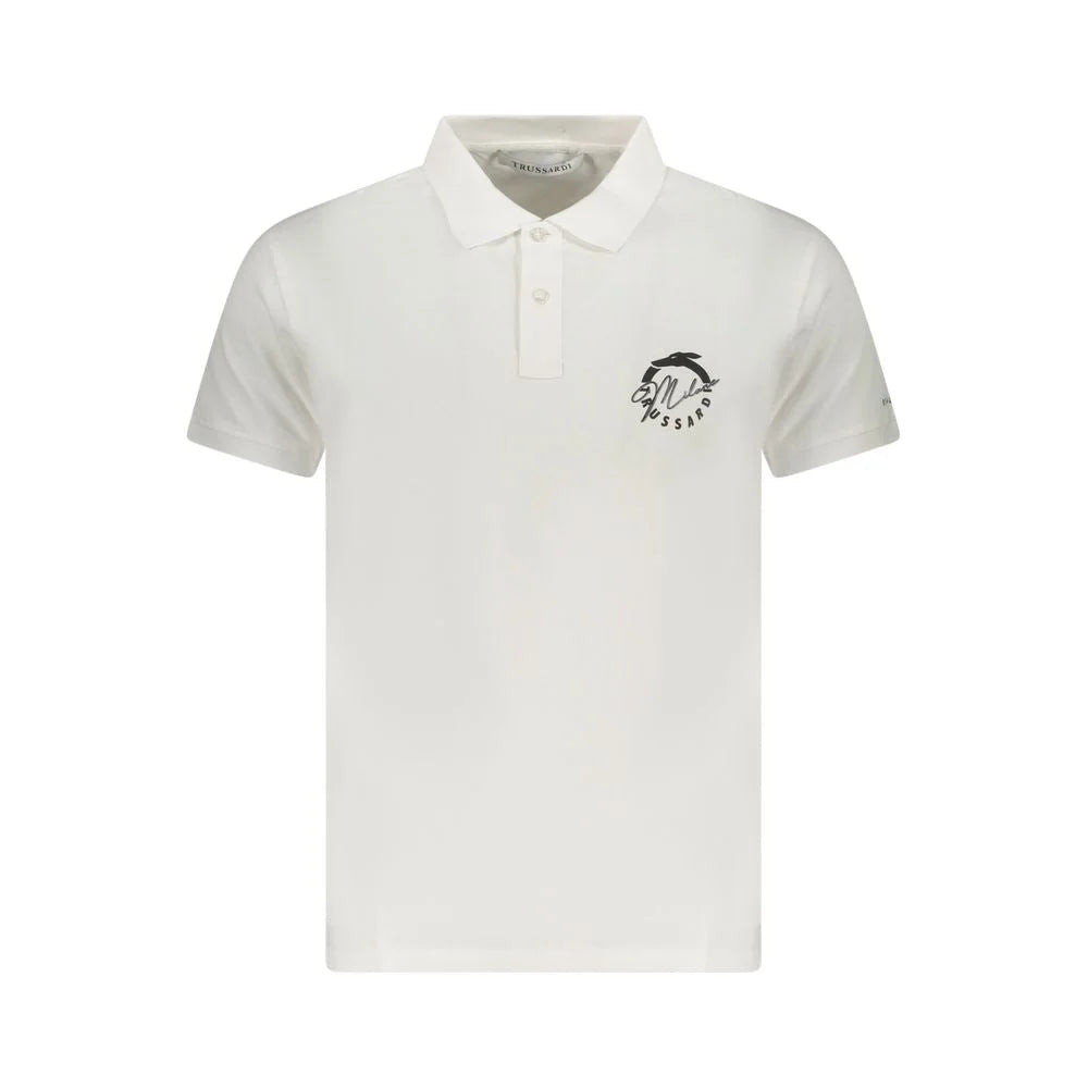 Trussardi White Cotton Men Polo Shirt - Polos