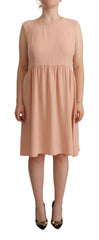 Twinset Beige Polyester Sleeveless Shift Knee Length Dress - IT48|XXL