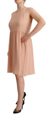 Twinset Beige Polyester Sleeveless Shift Knee Length Dress - IT48|XXL - Dresses