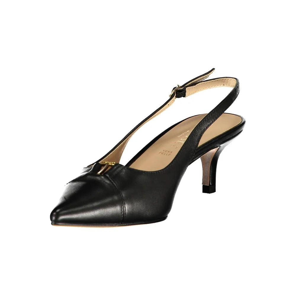Twinset Schwarzes Leder Damen Sandale - Sandalen