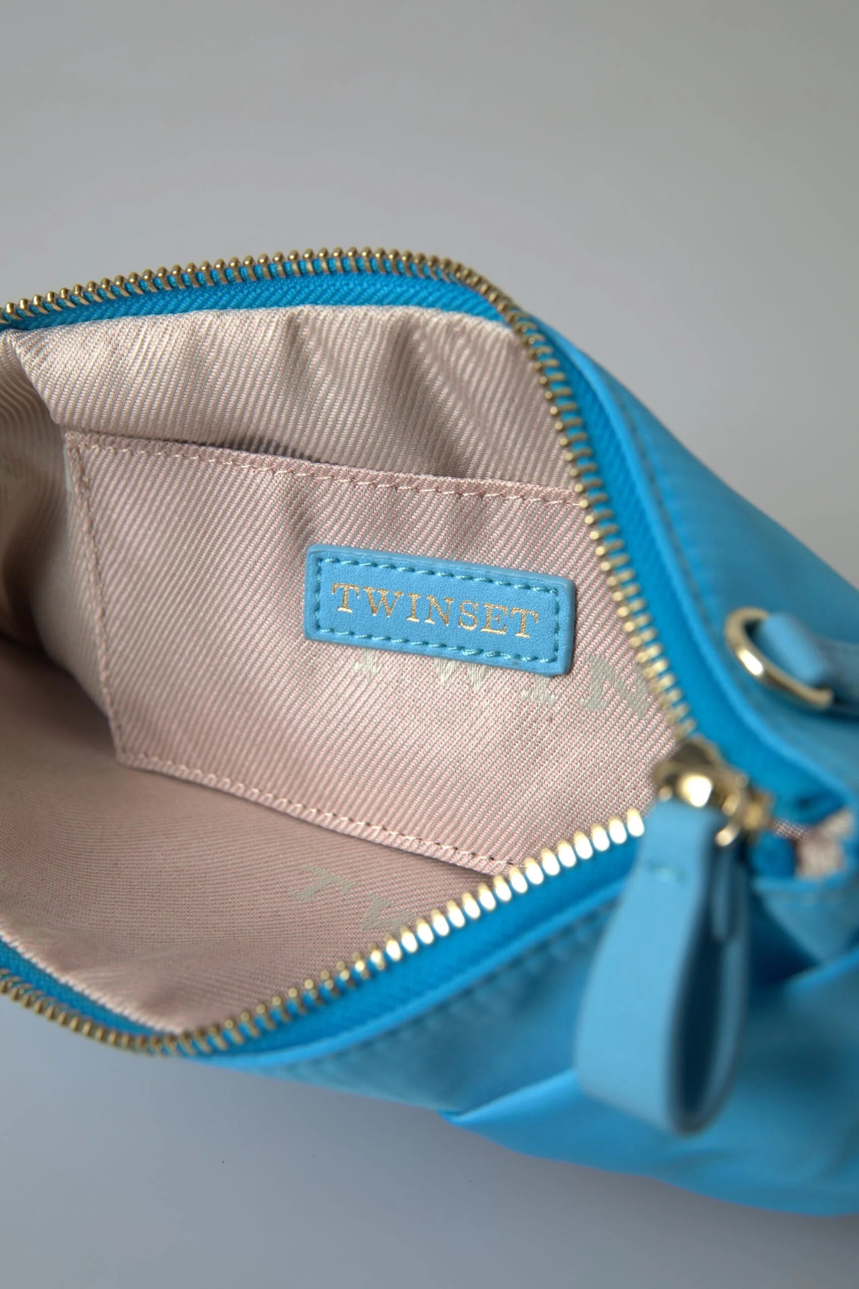 Twinset Blue Tafta Silk Large Bow Zipper Clutch Women Borse Logo Bag - Clutch Bags