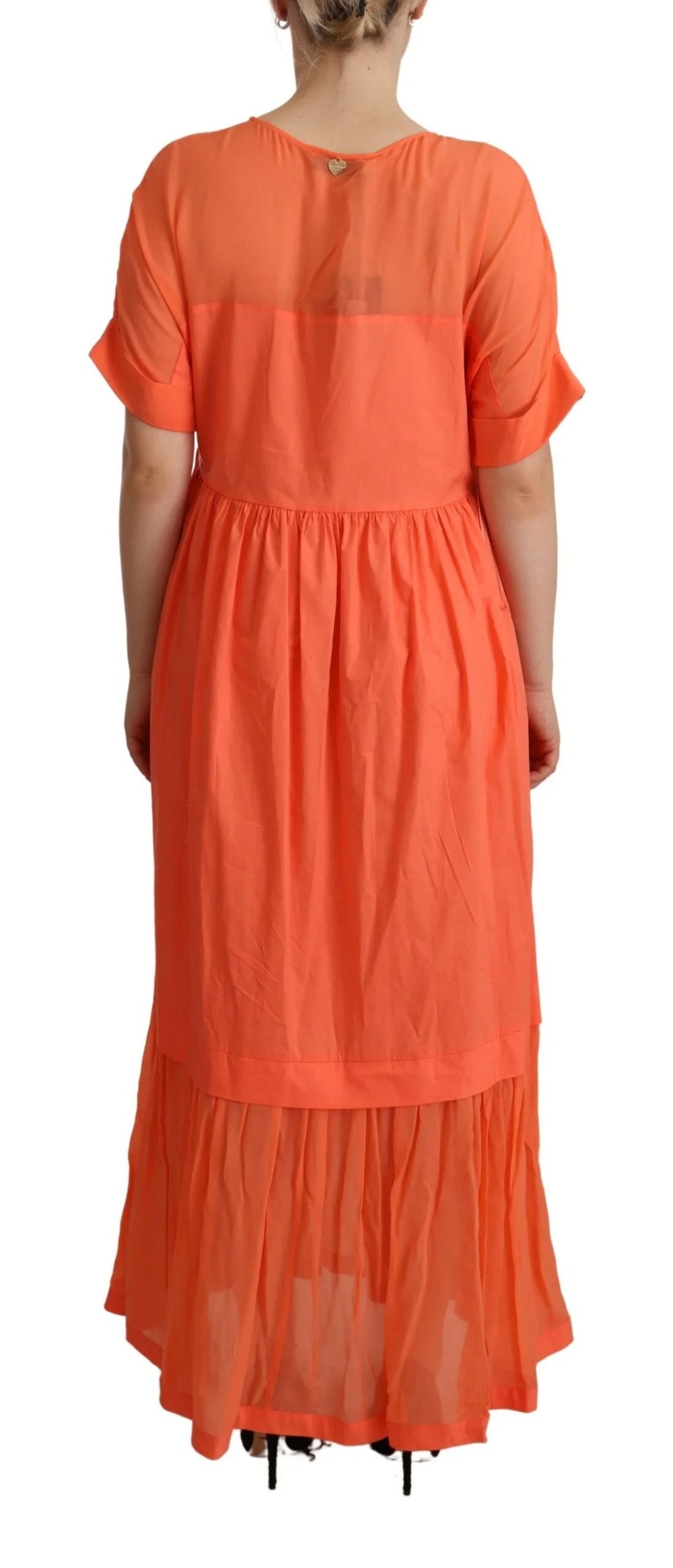 Twinset Coral Cotton Blend Short Sleeves Maxi Shift Dress - IT44 | L - Dresses
