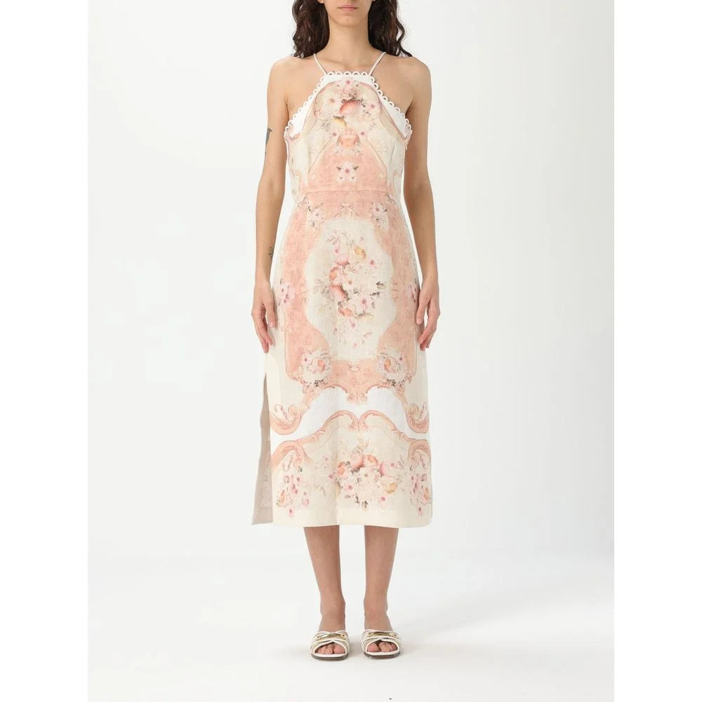 Twinset Multicolor Linen Dress - EU40