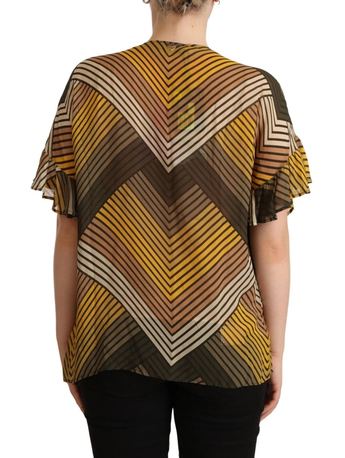 Twinset Multicolor Stripes Short Sleeves Round Neck Top Blouse - IT42|M - Blouses