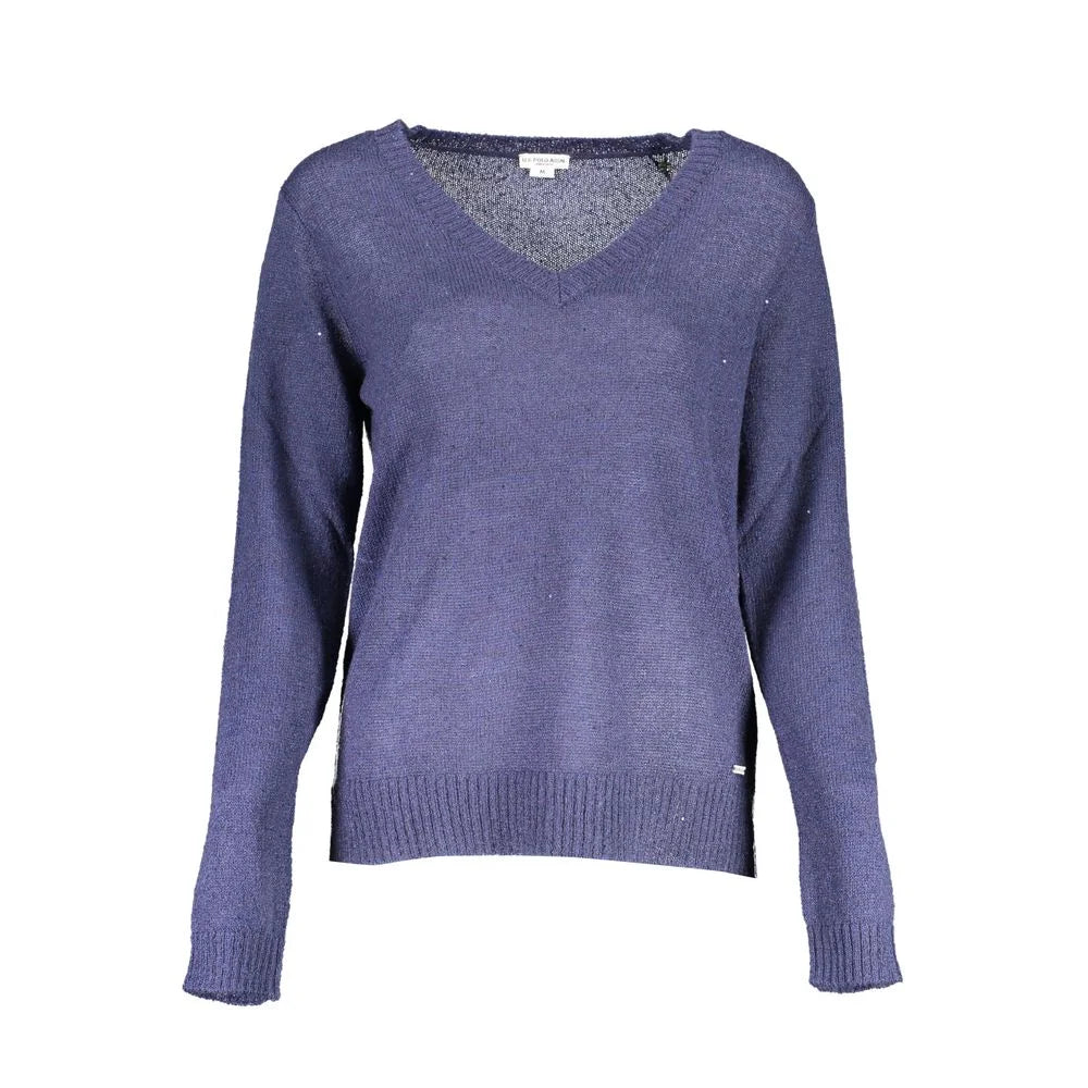 U.S. POLO ASSN. Blue Acrylic Women Sweater - M - Sweaters