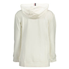U.S. POLO ASSN. White Cotton Women Sweater with Hood and Pockets - Hoodies