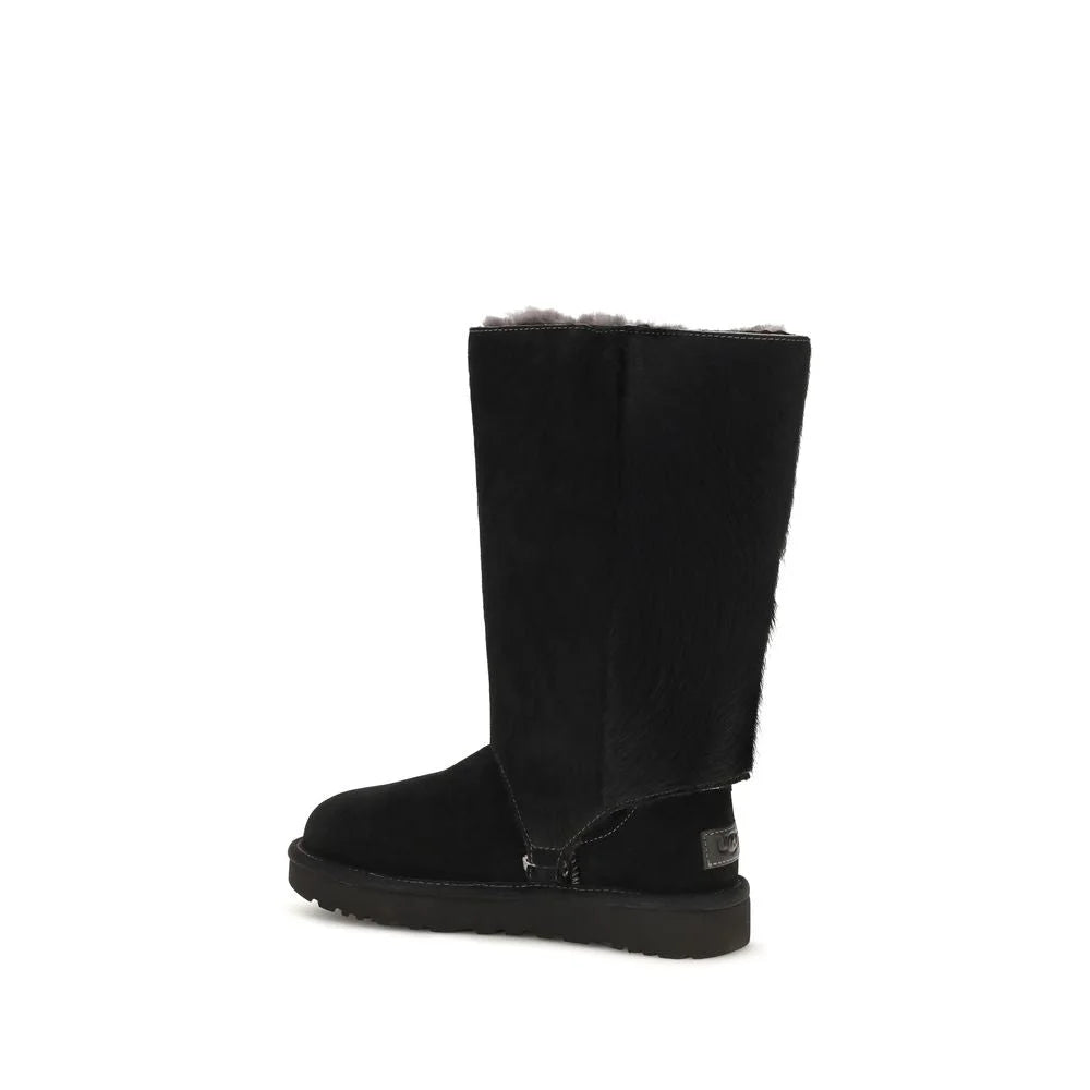 UGG Black Suede Leather Lace-Up Boots