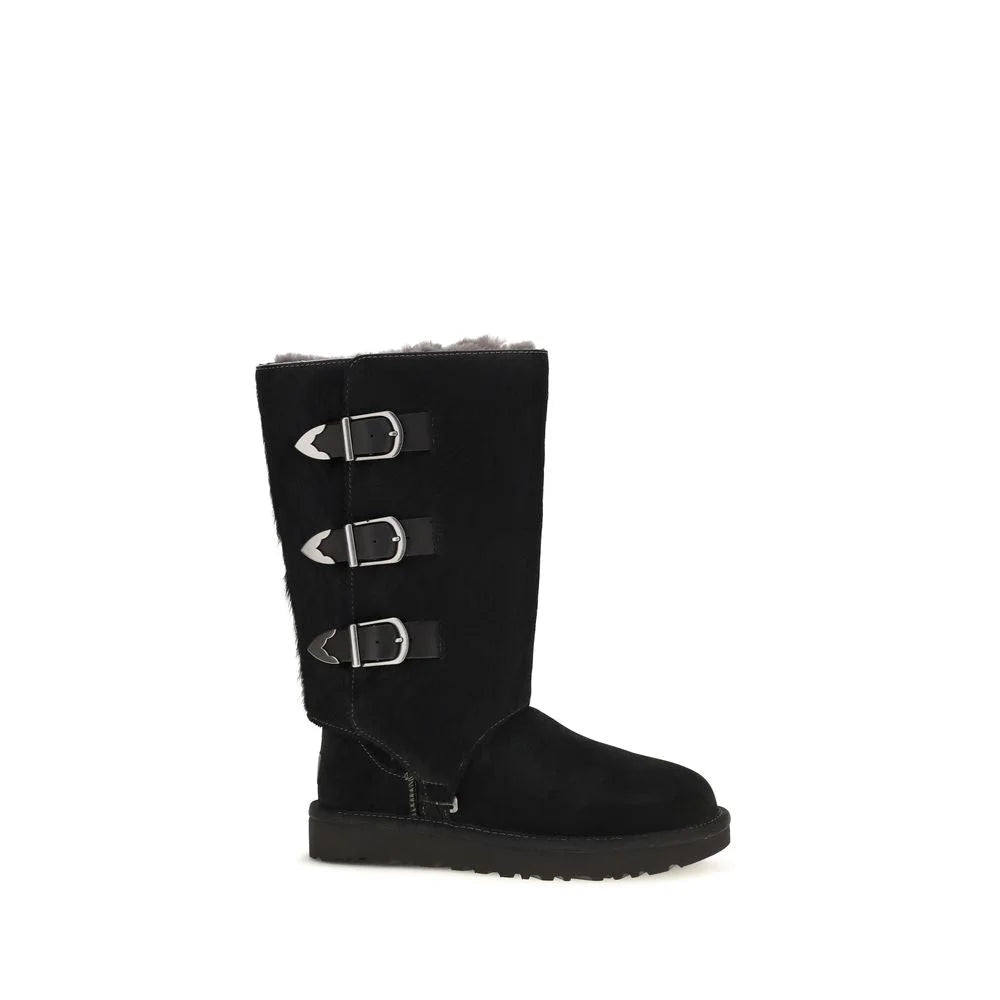 UGG Black Suede Leather Lace-Up Boots