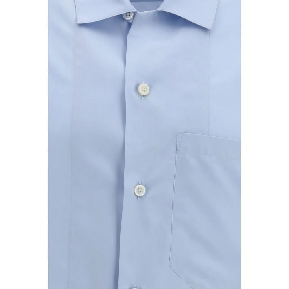 Umit Benan Blaues Seidenshirt