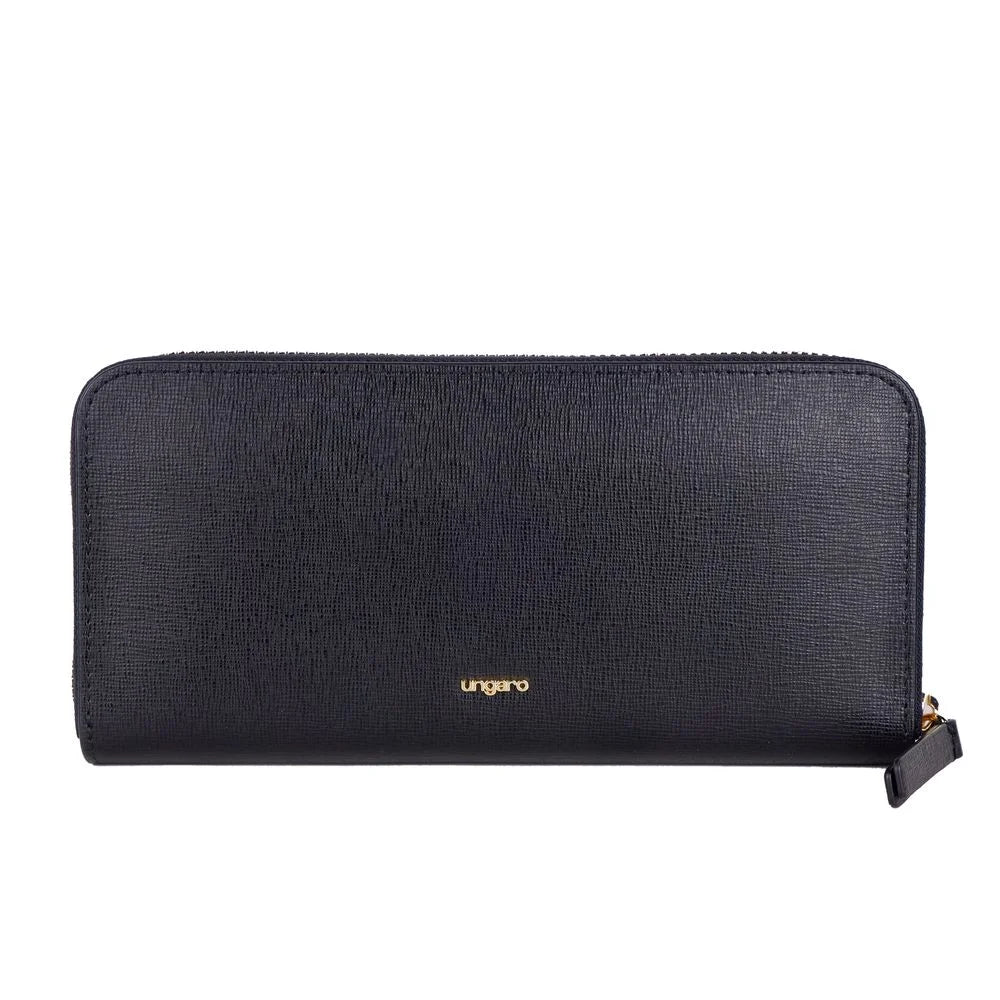 Ungaro Elegant Leather Zippered Wallet in Classic Black - Wallets
