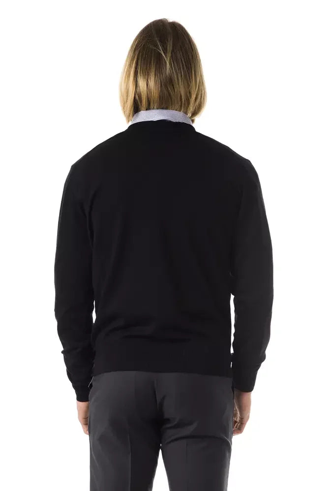Uominitaliani Black Merino Men Sweater - Sweaters