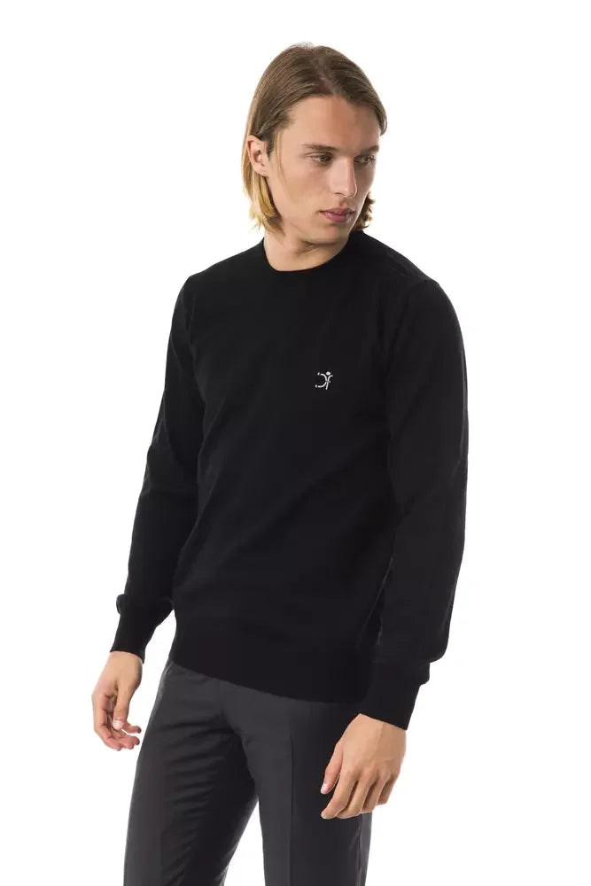 Uominitaliani Black Merino Wool Men Sweater - Sweaters