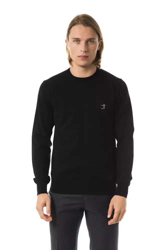 Uominitaliani Black Merino Wool Men Sweater - Sweaters