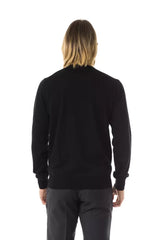 Uominitaliani Black Merino Wool Men Sweater - Sweaters