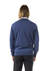 Uominitaliani Blue Merino Wool Men Sweater - S - Sweaters