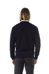 Uominitaliani Blue Merino Wool Men Sweater - Sweaters
