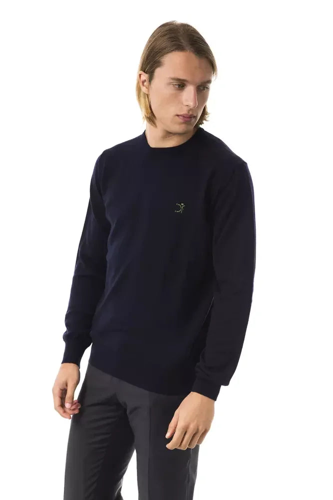 Uominitaliani Blue Merino Wool Men’s Sweater - Sweaters