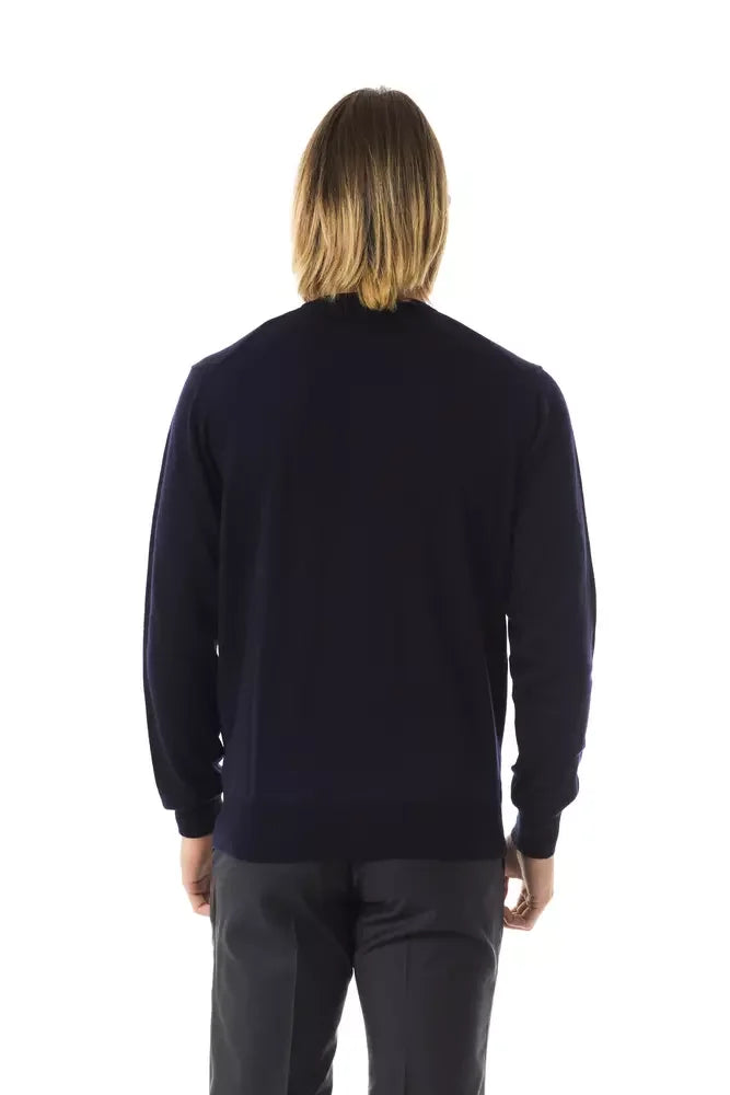 Uominitaliani Blue Merino Wool Men’s Sweater - Sweaters