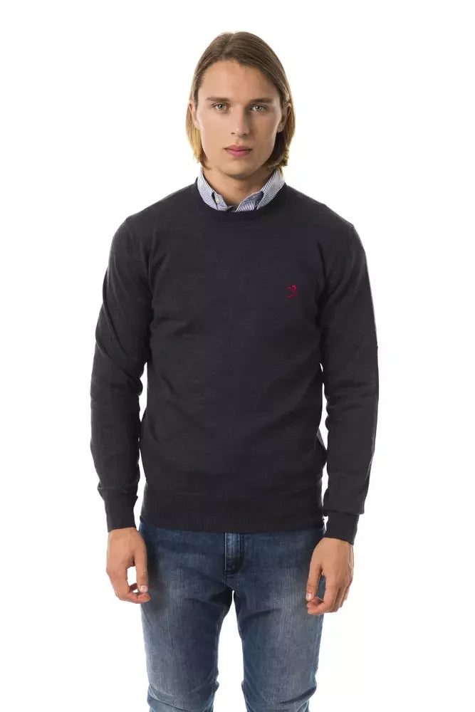 Uominitaliani Gray Merino Wool Men Sweater - Sweaters