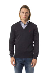 Uominitaliani Gray Merino Wool Men Sweater - Sweaters