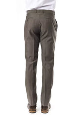 Uominitaliani Gray Wool Men Suit Pant - IT52 | XL - Trousers