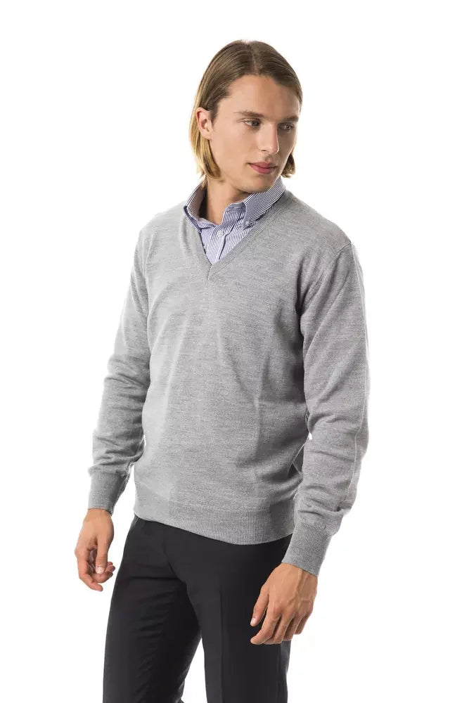 Uominitaliani Gray Wool Men Sweater - M - Sweaters