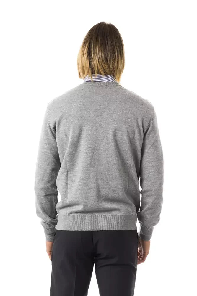 Uominitaliani Gray Wool Men Sweater - M - Sweaters